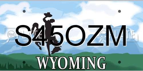 S45OZM Wyoming License Plate
