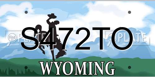 S472TO Wyoming License Plate