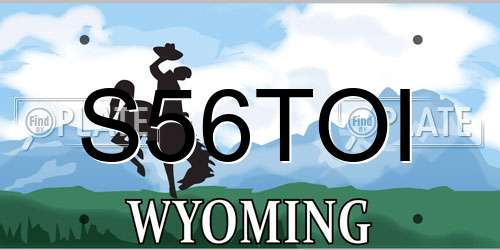S56TOI Wyoming License Plate