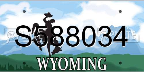 S588034 Wyoming License Plate