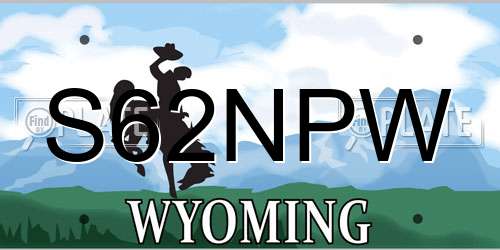 S62NPW Wyoming License Plate