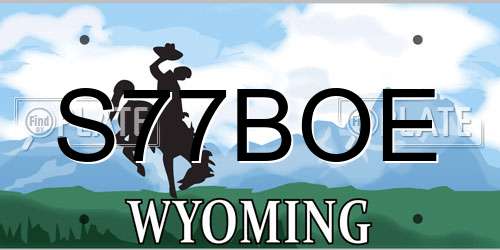 S77BOE Wyoming License Plate