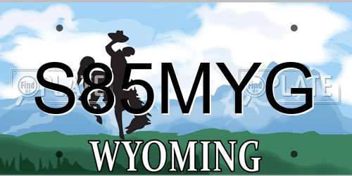 S85MYG Wyoming License Plate