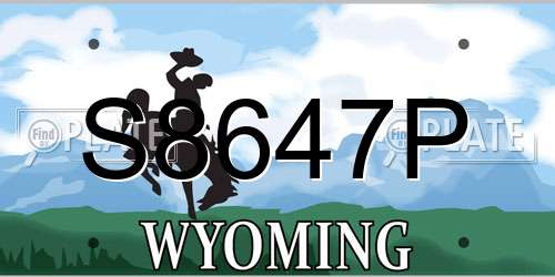 S8647P Wyoming License Plate
