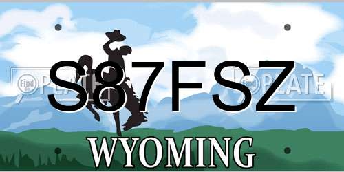 S87FSZ Wyoming License Plate
