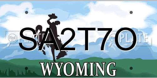 SA2T7O Wyoming License Plate