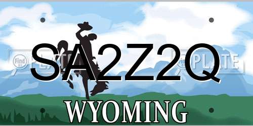 SA2Z2Q Wyoming License Plate