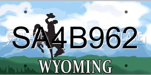 SA4B962 Wyoming License Plate