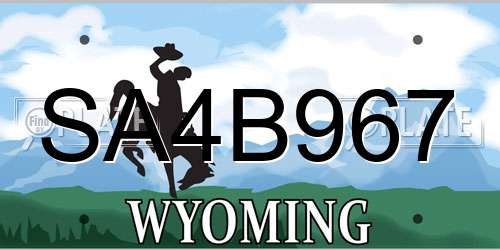SA4B967 Wyoming License Plate