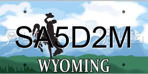 SA5D2M Wyoming License Plate