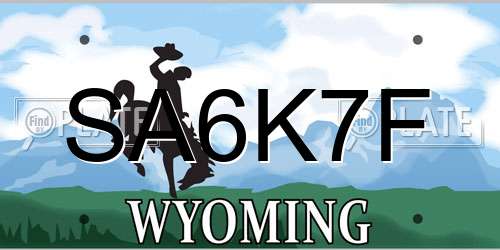 SA6K7F Wyoming License Plate