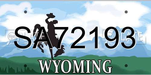 SA72193 Wyoming License Plate