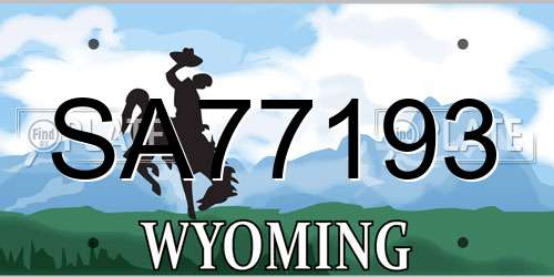 SA77193 Wyoming License Plate