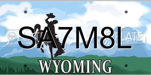 SA7M8L Wyoming License Plate