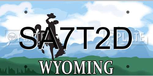 SA7T2D Wyoming License Plate