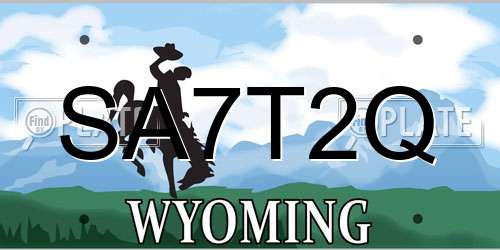 SA7T2Q Wyoming License Plate