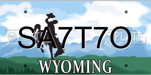 SA7T7O Wyoming License Plate