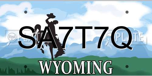 SA7T7Q Wyoming License Plate