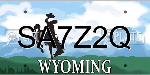 SA7Z2Q Wyoming License Plate