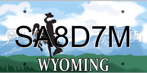 SA8D7M Wyoming License Plate