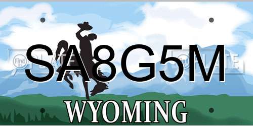 SA8G5M Wyoming License Plate