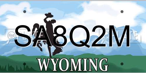 SA8Q2M Wyoming License Plate