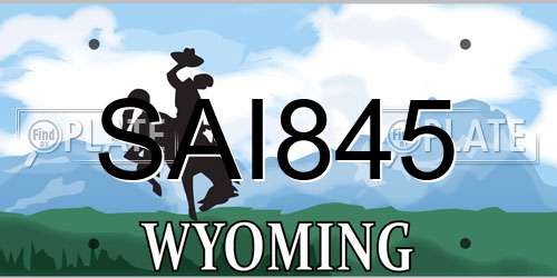 SAI845 Wyoming License Plate