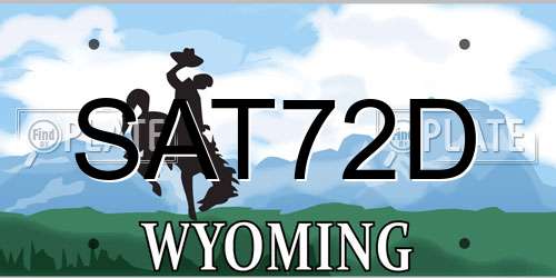 SAT72D Wyoming License Plate