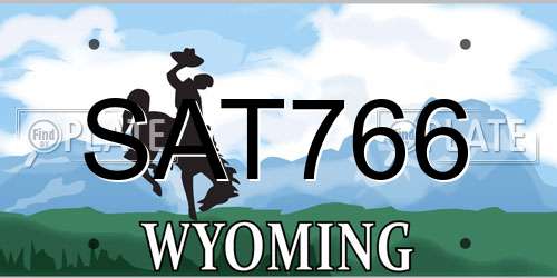 SAT766 Wyoming License Plate