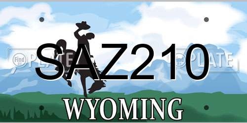 SAZ210 Wyoming License Plate