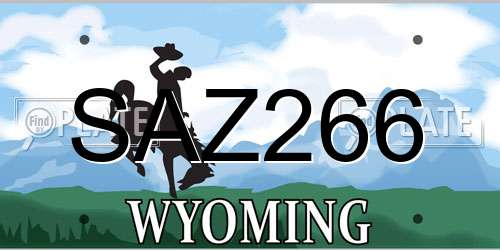 SAZ266 Wyoming License Plate