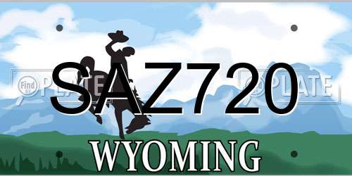 SAZ720 Wyoming License Plate