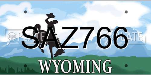 SAZ766 Wyoming License Plate