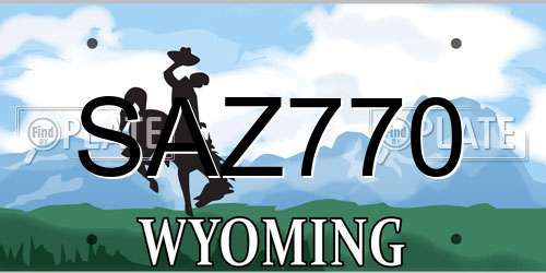 SAZ770 Wyoming License Plate
