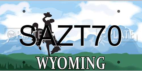 SAZT70 Wyoming License Plate
