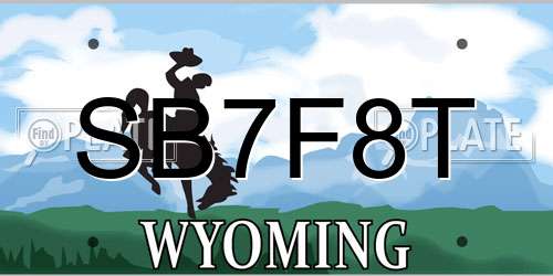SB7F8T Wyoming License Plate