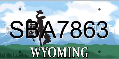 SBA7863 Wyoming License Plate