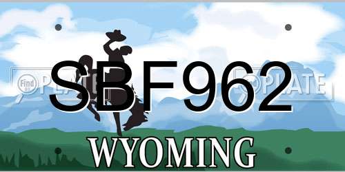 SBF962 Wyoming License Plate