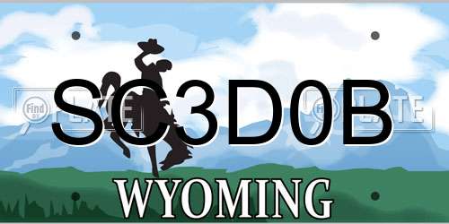 SC3D0B Wyoming License Plate