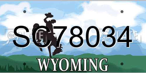 SC78034 Wyoming License Plate