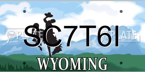 SC7T6I Wyoming License Plate