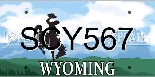 SCY567 Wyoming License Plate