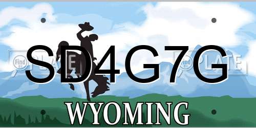 SD4G7G Wyoming License Plate