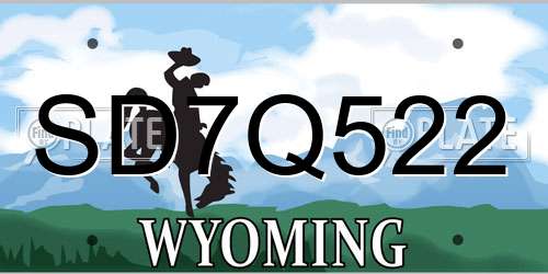 SD7Q522 Wyoming License Plate