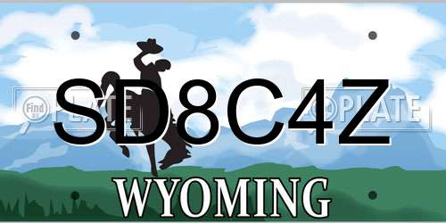 SD8C4Z Wyoming License Plate