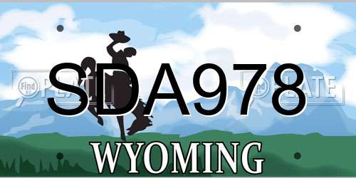 SDA978 Wyoming License Plate