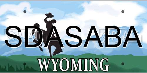 SDASABA Wyoming License Plate