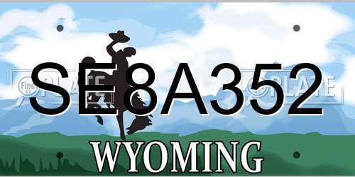SE8A352 Wyoming License Plate
