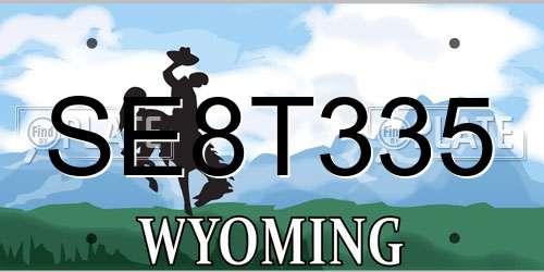 SE8T335 Wyoming License Plate