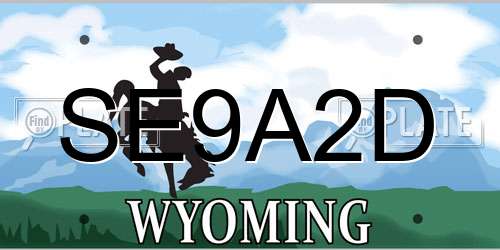 SE9A2D Wyoming License Plate